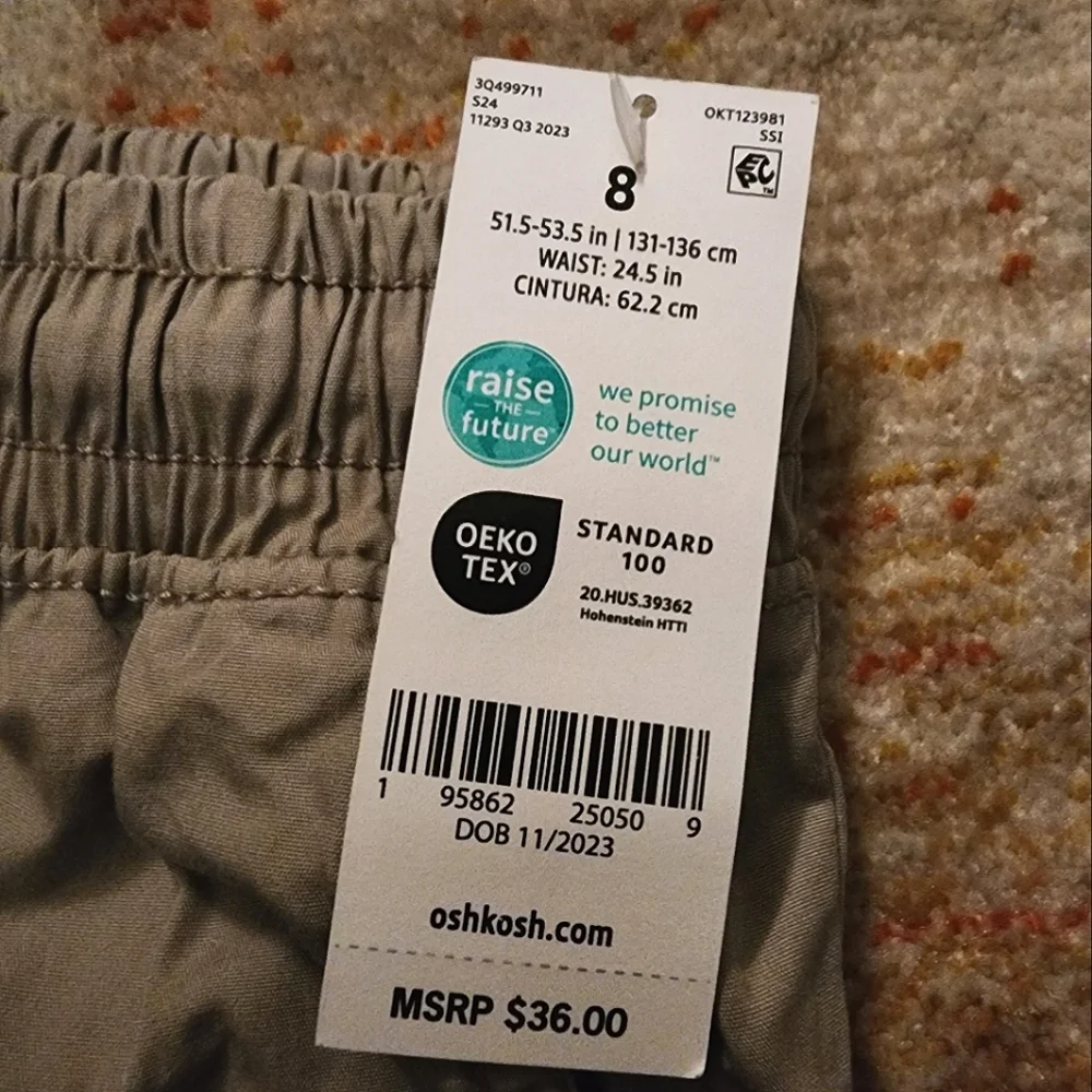 OshKosh OekoTex Cargo Joggers NWT